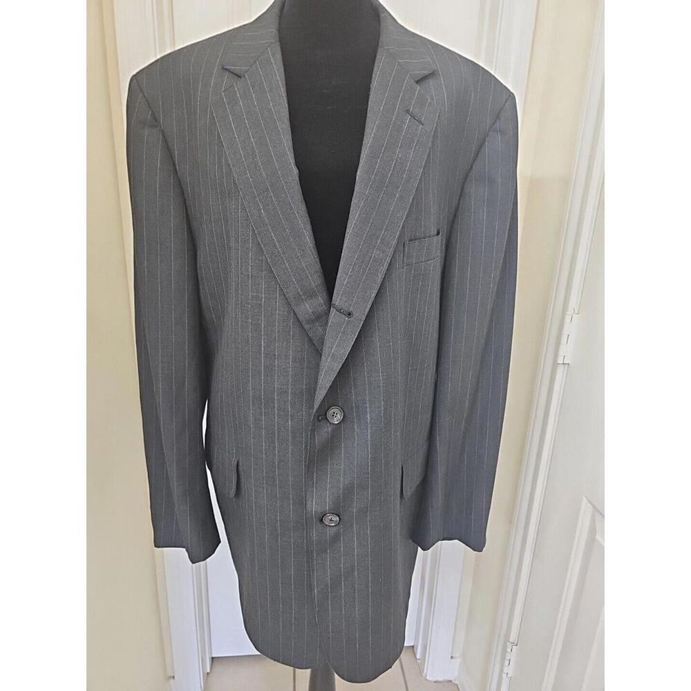 Brooks Brothers Brookease Blazer 40R Gray Wool Striped Blazer Made in USA